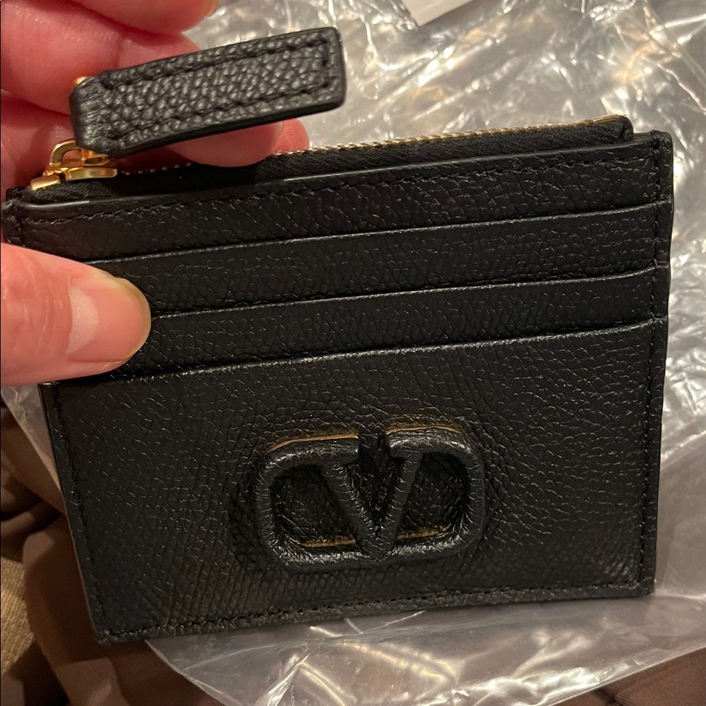 Valentino Black Leather Card Wallet